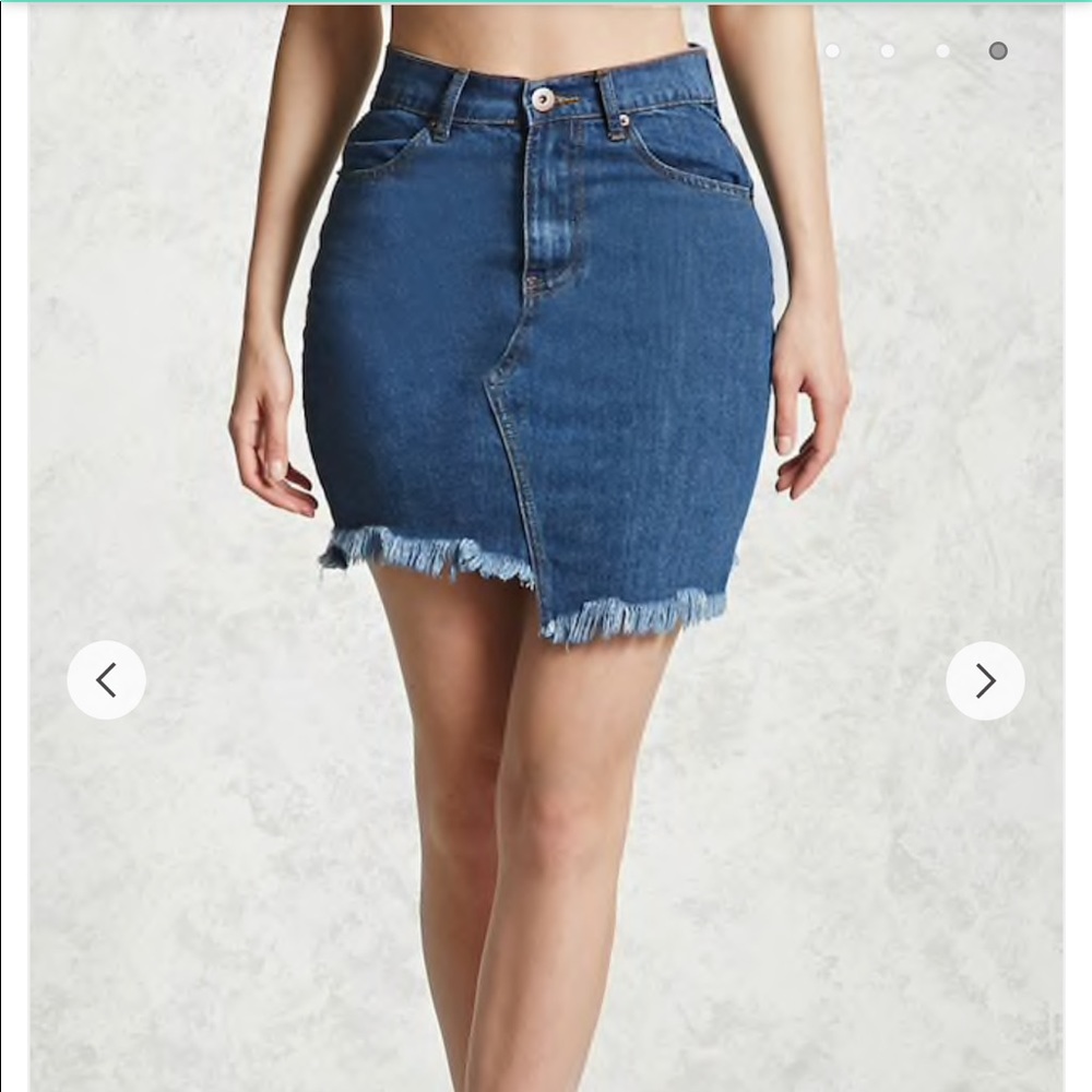Asymmetrical Frayed Denim Skirt